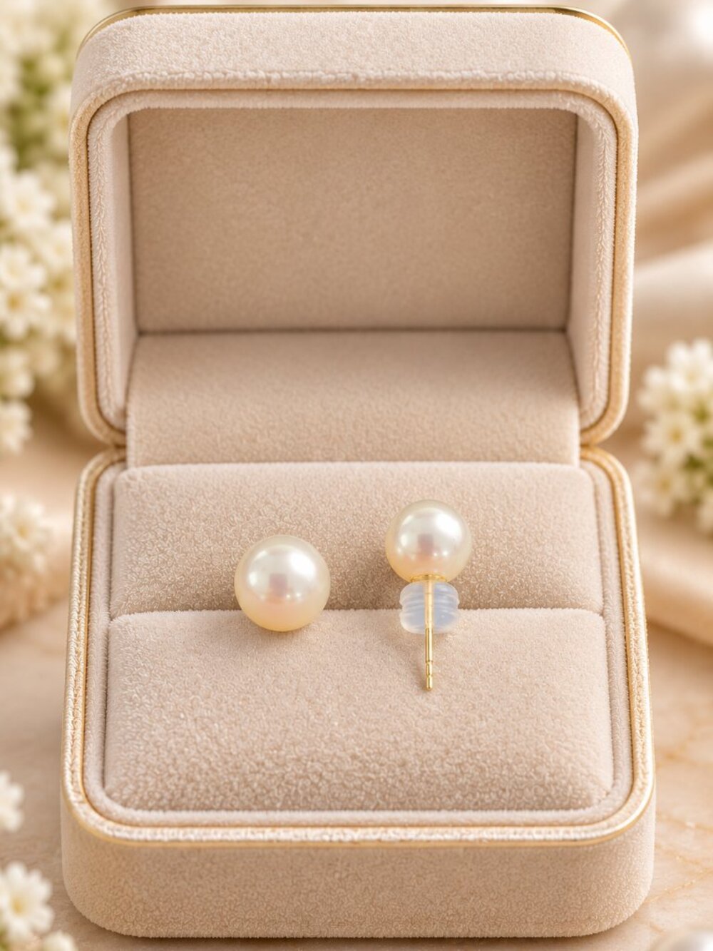 18K Gold Pearl Studs